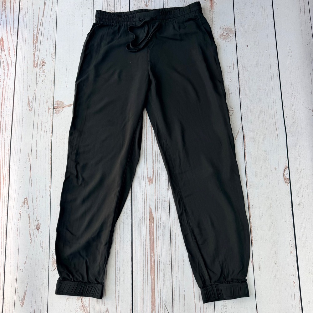 Black Abercrombie Drawstring Joggers Elastic Waist Pockets Tapered Ankle Pants